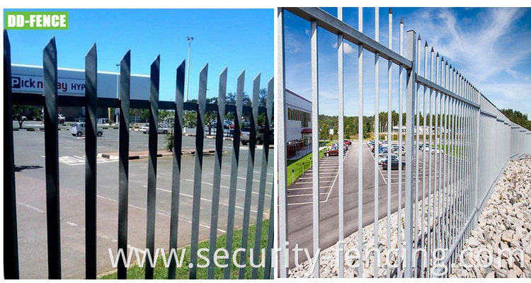 L Type Hot Dipped Galvanized Security Garden Steel Picket Fencing Panel Metal Palisade Fence Prices